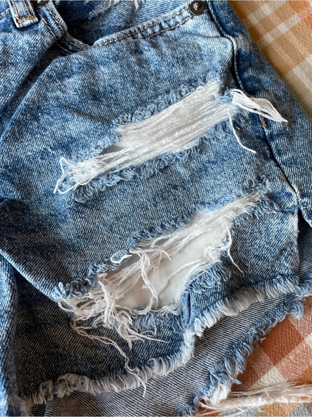 American Eagle Women’s Distressed Denim Shorts - Blue - Picture 9 of 10